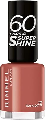 Rimmel London nail polish super shiny 60 seconds, #707 Tan-a-Cotta, 8 ml/0.25 FL OZ.. DIAYTAR NIGERIA delivers what you want at prices you'll love, all within 5-8 days nationwide.