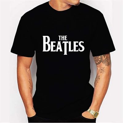 T-shirt for fashionable men printed with the phrase "The Beatles" for spring and summer 2019 (color: black, size: m).. Shop with purpose at DIAYTAR NIGERIA and discover a world of products at budget-friendly prices.