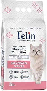 Agglomerating litter for cats Felin 100 % natural bentonite, agglomerative 99.5 % dustless, always fresh, respectful of animals, fighting against smells, fragrant in baby powder (5 l).. Discover endless possibilities with DIAYTAR NIGERIA's extensive product range and affordable shipping.
