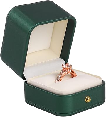 Ringing box, vintage luxury luxury rings box with square support for a hole for rings, wedding request, birthday (green).. Shop with intention at DIAYTAR NIGERIA, offering thousands of products at budget-friendly prices.