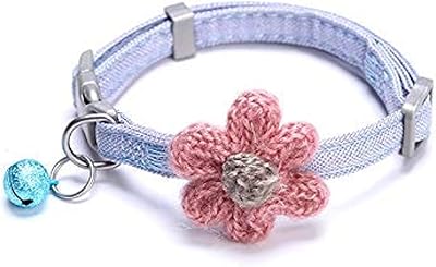 Pussycat Luxury Adjustable Luxury Collar for Cat With Flower And Removable Bell, Pretty Pink/Blue Cat Necklace (Blue with Pink Flower).. DIAYTAR NIGERIA revolutionizes online retail with our vast selection and cost-effective delivery options.
