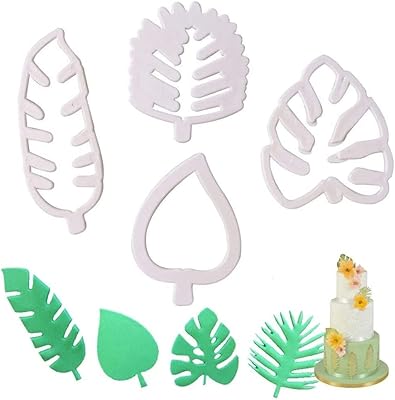 4 cookie cutters in the shape of tropical leaves, tropical palm leaves, Hawaiian flowers, cookie cutter in the shape of a melting cake for sugar paste, sugar candy, decoration of white cake.. Shop with purpose at DIAYTAR NIGERIA and discover a world of products at budget-friendly prices.