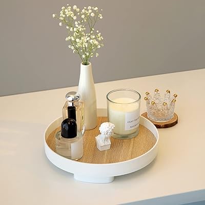 Modern nylon bathroom decorative tray, home decoration organizer tray, wooden tray for perfume storage, dressing table, coffee and dining room (round package of 1).. DIAYTAR NIGERIA combines extensive variety with budget-friendly prices and prompt nationwide delivery.