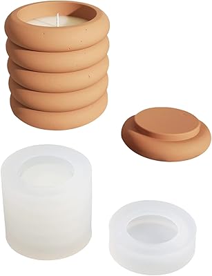 Mold for Bowan Nicole concrete candle pot with lid, cement storage jar, silicone mold, DIY plants tools.. DIAYTAR NIGERIA stands as your affordable shopping ally with nationwide delivery in just 5-8 days.