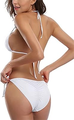 Women's two -piece swimsuit with triangular links on the sides, white, s.. Shop with confidence on DIAYTAR Nigeria — quality products and timely delivery.