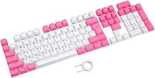 A set of 104 transparent backlit BPT retro keys with key extractor, compatible with the Cherry MX Switch mechanical keyboard (pink white).. DIAYTAR NIGERIA makes quality accessible with our extensive catalog and competitive delivery rates.