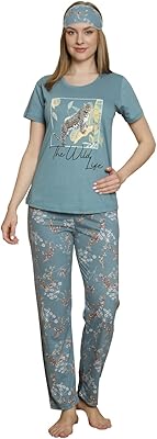 PYJAMA set T-shirt and Turkish cotton pants for women with eyes mask.. DIAYTAR NIGERIA makes quality accessible with our diverse product range and dependable delivery service.