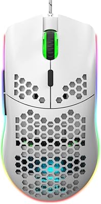 USB game mouse with hollow design, Sinbos honeycomb shape, backlight, up to 6400 dpi, RVB game mouse for Mac, laptop and pc - white.. Experience budget-friendly shopping at DIAYTAR NIGERIA, Nigeria's premier online marketplace with quick delivery.