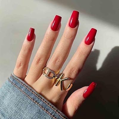 Recview set of acrylic acrylic nails with medium red for women, 24 pieces of false nails for women.. Shop the smart way with DIAYTAR NIGERIA's extensive selection and budget-friendly nationwide delivery.