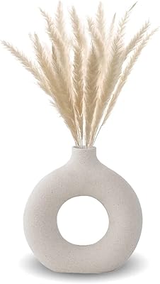 Ofrank white ceramic vase modern interior decoration round vases with pampe flowers.. DIAYTAR NIGERIA combines the largest product selection with affordable prices and reliable delivery.