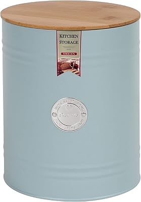 Large vintage storage box for cookies with wooden cover, metal container for storage of cookies and cookies in the kitchen, round box in matt finish (cookies - light blue).. Explore the biggest product variety online — only at DIAYTAR Nigeria.