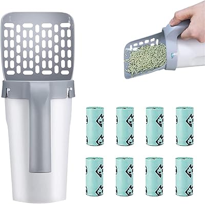 Cat litter shovel with bag support, compact and removable cat litter shovel with litter sieve and 120 litter bags (gray).. DIAYTAR NIGERIA brings the nation's largest product catalog to your doorstep at prices you'll appreciate.