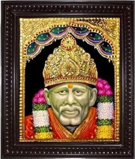 Saibaba gridam tanjore painting with frame (23.34 cm x 18.72 cm).. Great products, lower prices, fast delivery — DIAYTAR Nigeria has it all.