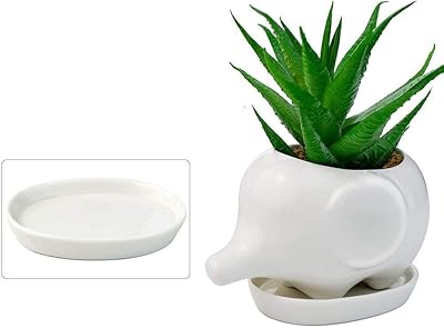 Nice elephant pot in white ceramic - perfect for small succulents - home and desk decoration, ceramic, white, baby elephant.. DIAYTAR NIGERIA brings the market to your fingertips with affordable prices and swift delivery services.