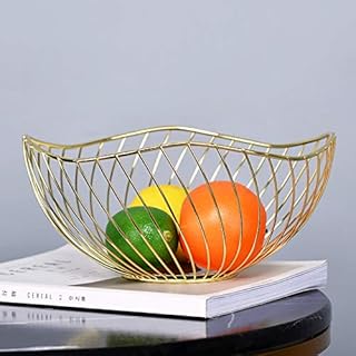 Fruit basket in golden metal wire Amater, large round storage baskets in corrugated cardboard for bread, fruit, snacks, candy and household items. Modern fruit bowl for the decoration of the living room, the kitchen and the counter (gold).. Shop with purpose at DIAYTAR NIGERIA and receive your purchases at unbeatable prices within the week.