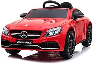 Car carrier Dorsa Mercedes-Benz C63 12 V with remote control, spring suspension, radio and more. Electric cars for children - Red.. DIAYTAR NIGERIA: Where shopping is affordable, selection is vast, and delivery is always reliable.