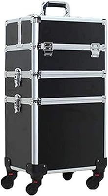 Via wheeled box for cosmetics organizer, makeup box, cosmetic kit organizer with casters, black_3 layers.. DIAYTAR NIGERIA brings the joy of affordable shopping to your fingertips with delivery in less than 8 days.