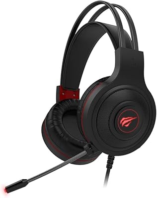 Red LED havit game helmet with microphone antibut for computers, PlayStation 4, Xbox One and Mobile by Jaminot H2011D.. Transform your online shopping experience with DIAYTAR NIGERIA's affordable and diverse marketplace.