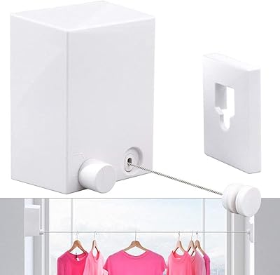 Retractable laundry rope in ABS Goronb + aluminum dryer with adjustable stainless steel rope, robust hotel style, interior clothes rope without drilling or wall mounting, 13.8 feet, white.. Shop everything from A to Z on DIAYTAR Nigeria — delivered nationwide.