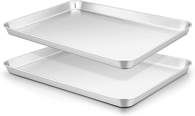 Set of 2 baked cooking plates, cookie stainless steel cookies for cooking, non-toxic and healthy, robust and rusty, mirror finish and dishwasher, 31.4x24.6x2.5 cm.. Experience the power of choice with DIAYTAR NIGERIA's extensive catalog and reliable delivery service.