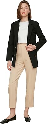 Elastic size knitting pants Beige straight cut Trendyol for women, TCTSS21PL0570.. DIAYTAR NIGERIA: Your trusted partner for affordable online shopping with reliable delivery timeframes.