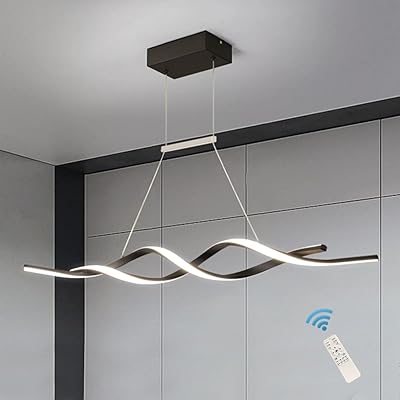 Jaicome Modern LED Chandelier with variable intensity with remote control, wavy acrylic chandeliers for dining room, bedroom, kitchen, restaurant 3000-6000k 24W, black.. Fast, easy, and affordable — that’s shopping the DIAYTAR Nigeria way.