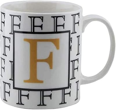 Printed ceramic cup Letter F in shallow porcelain for tea and coffee, BD-Mug-F.. Your one-click solution to affordable shopping, DIAYTAR NIGERIA delivers quality products nationwide.