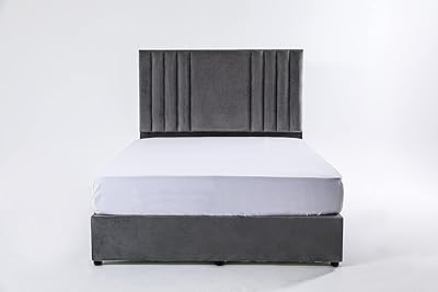 Double velvet bed Polina of Pan Emirates Home Furniture, Size 140 × 200, Gray Color.. Your budget-friendly online marketplace, DIAYTAR NIGERIA delivers a world of products in just 5-8 days.