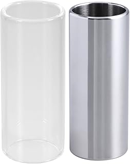 Two 60 mm glass in glass and stainless steel for low guitar (transparent and silver).. DIAYTAR NIGERIA connects you with endless possibilities through our affordable e-commerce platform.