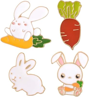 Enamel rabbit brooch carrot for girls, children and women, decoration of Easter clothes, 4 pieces.. From checkout to your doorstep in less than a week — DIAYTAR Nigeria.
