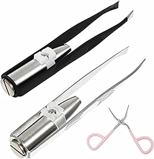 2 eyebrow pliers with LED light, stainless steel eyebrow pliers, facial hair removal with 1 portable eyebrow tool (3 pieces).. You shop, we deliver — quick and easy with DIAYTAR Nigeria.
