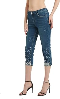 Jean Capri embroidered lisskolo for women, Jean Skinny Court.. DIAYTAR NIGERIA: Where shopping meets satisfaction with affordable prices and delivery within 8 days.