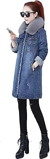 Iwoyxy Pouts Women Women Denim Coat Winter Coat Warm clothes Outwear Slim Fit Fur collar Solid Coat Long Women Long (Color: Hortel, Size: XL).. Shop across boundaries with DIAYTAR NIGERIA's comprehensive platform and budget-friendly delivery.