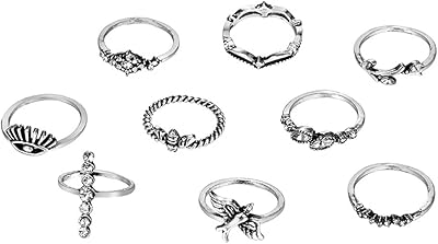 Set of 9 stackable rings for adolescent women, Kastwave All-Match Boho Vintage Stacks stackable gold Silver Midi Rings Together Several Packs Pack for girls women women (size 5-10).. DIAYTAR NIGERIA: Redefining online shopping with unbeatable prices and consistent delivery times.