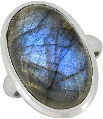 16x24 mm Utrease Declaration Ring in Massive Labradorite in Sterling 925 silver, Mineral precious stone, Labradorite.. Fast. Reliable. Affordable. DIAYTAR Nigeria is all that and more.