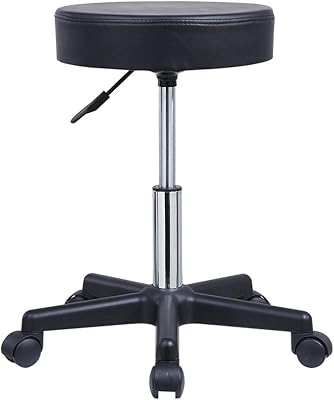 Round pivoting chair in leather PU kK toner, height adjustable for work and the medical living room with black wheels.. Make every purchase count with DIAYTAR Nigeria — shop smart, shop fast.