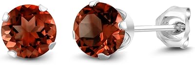 Women's earrings in Sterling 925 silver silver with Red King precious stones (2.00 carats in total, 6 mm round precious stones), gem metal, garnet.. DIAYTAR NIGERIA: Your trusted partner for affordable online shopping with reliable delivery timeframes.