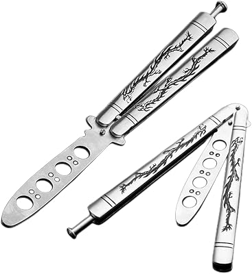 Butterfly training knife with safe spring, black dragon design and ballisong designer with stainless steel, combin butterfly knife for CSGO training (silver).. Experience retail therapy without the financial stress at DIAYTAR NIGERIA's budget-friendly marketplace.