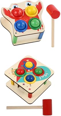 Toyandona Lot of 2 ball balls with wooden mallet in the shape of a crab, early educational toy, montessori toy for toddlers.. DIAYTAR NIGERIA combines affordability, variety, and convenience with nationwide delivery services.