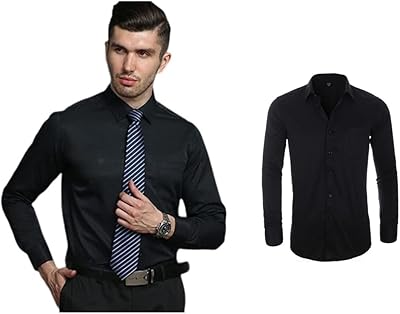 United Long Sleeve Dressed Shirt Reoxs for Men, Dressed Shirt Decreeed buttoned (Black, Size M).. DIAYTAR NIGERIA: Your affordable shopping destination with thousands of products delivered in days.