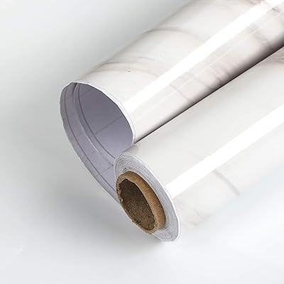 Vinyl sticker wallpaper with granite marble pattern, to take off and stick, white color, 40 x 300 cm format.. DIAYTAR NIGERIA: Bringing quality products to your doorstep at prices that won't break the bank.