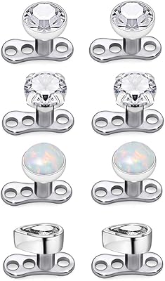 Piercingbobs 8 pieces in stainless steel 14g cubic zircon/opal skin anchor for body piercing.. DIAYTAR NIGERIA: Empowering Nigerians with access to affordable products delivered within 8 days.