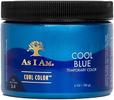 AS I AM CURL COLOR - COOL Blue - 6 OZ - Coloring and curling gel - Temporary color - Medium - Vegan outfit and without cruelty on animals.. DIAYTAR NIGERIA brings affordable shopping to your fingertips with reliable delivery in less than 8 days.