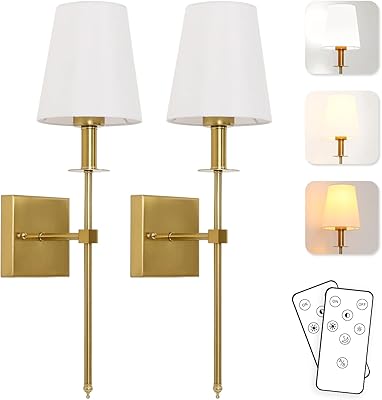 Battery wall lights, batch of 2, removable support, with remote control, variable intensity bulb, easy to install, wall decoration for bedroom, restaurant, floor, staircase (color: gold).. DIAYTAR NIGERIA: Your one-stop e-commerce destination with affordable prices and nationwide delivery in 5-8 days.