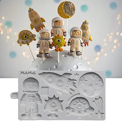 Silicone mold spatial series astronaut, decoration molds of chocolate melting cakes for cupcakes, cookies, almond paste, ball toy, epoxy, polymer clay (space mold).. DIAYTAR NIGERIA: Your trusted partner for affordable online shopping with reliable delivery timeframes.