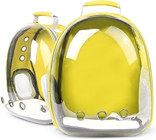 Breathable backpack for pets, cats, puppies, outdoor portable travel bag for cats and dogs, transparent space (yellow).. Affordable online shopping is just a click away with DIAYTAR Nigeria.