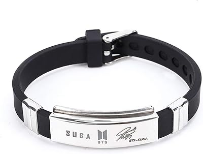 Signature Bracelet Yellow Chimes of Suga of the K-Pop BTS Silicone and Steel group.. Shop anytime, receive on time — only with DIAYTAR Nigeria.