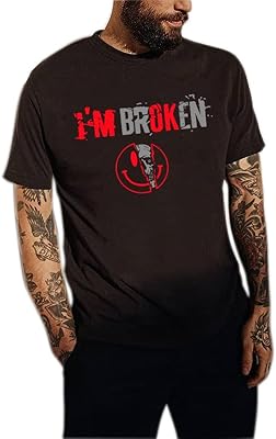 Yoiisopw T-shirt I'm Broken for men in short sleeves and round necks, T-shirt for relaxed black running.. Shop the future with DIAYTAR NIGERIA - thousands of products, unbeatable prices, delivery within a week.