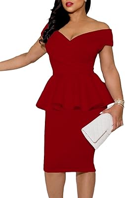 Mid-evening dress with bare shoulders and ruffled hem for women.. Shop the smart way with DIAYTAR NIGERIA's extensive selection and budget-friendly nationwide delivery.