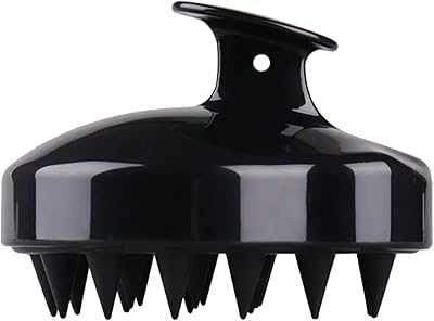 Scalp masseur with silicone hairs - 8 cm shampoo brush for women and men - Hair cleaning brush - Black.. More than a store — DIAYTAR Nigeria is your shopping partner.